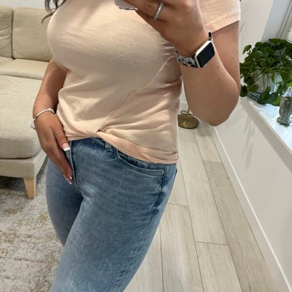 AllSaints Peach Pink Short Sleeve Knotted Tee Size XS - Picture 4 of 5